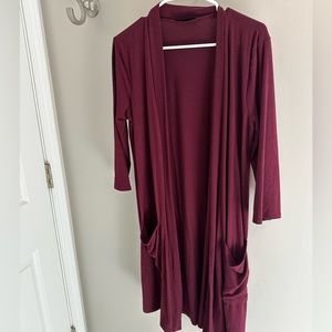 Maroon or wine colored duster cardigan, women’s medium